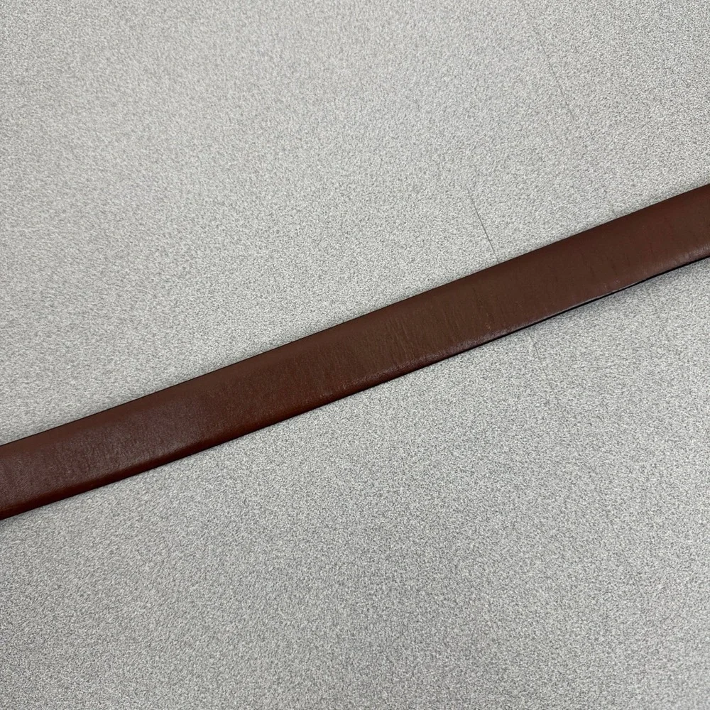 Polo Ralph Lauren Belt Mens 34 Brown Leather Silver Tone Buckle Dress Casual